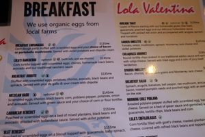 Menu at Lola Valentina in Isla Mujeres