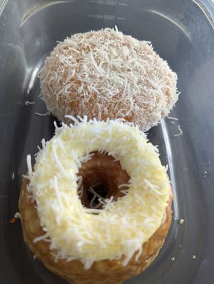 Coconut cream (top) Pina colada cronut ( bottom) at Beechwood Doughnuts in St Catharines