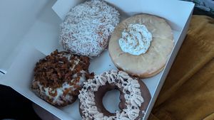 Carrot cake, coconut, mocha and chai at Beechwood Doughnuts in St Catharines
