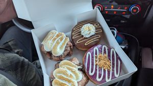 Blueberry cheesecake, sweet potato marshmallow, caramel cream at Beechwood Doughnuts in St Catharines