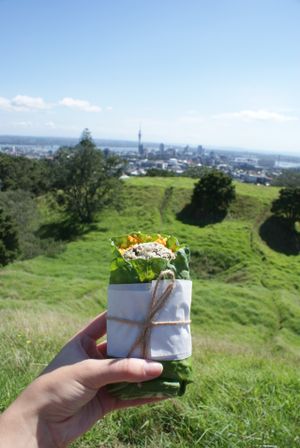 Fantastic food with a fabulous view! 
Moroccan collard wrap. at The Raw Kitchen in Auckland