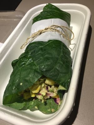 Collard green wrap at The Raw Kitchen in Auckland