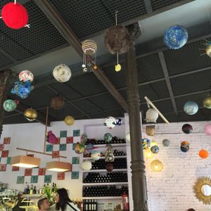 Art on the ceiling at Astrid in Malaga