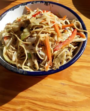 Nudles with seitan and coco - Vega at Astrid in Malaga