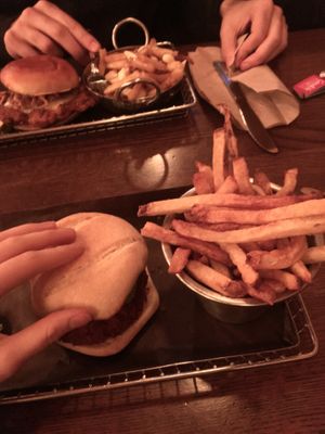 Chickpea Burger! at Harper's Burger Bar in Kingston