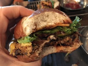 Build a burger. Pretzel bun.  at Harper's Burger Bar in Kingston
