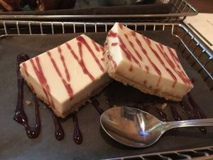 Vegan cheesecake  at Harper's Burger Bar in Kingston