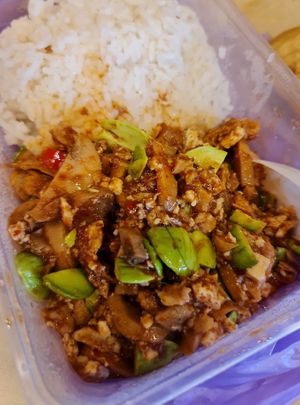 Fried Petai with Rice ~ 11/3/22 at Ci Wen Vegetarian 慈雲素食 in Northeast Singapore