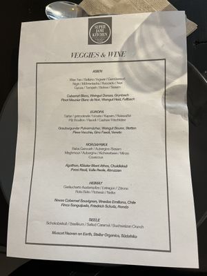 Menu wine tasting   at Super Jami Kitchen in Stuttgart