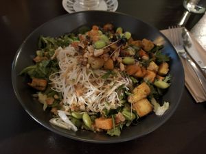 Vor allem der Tofu und die Chilli in einem extra Schälchen dazu waren der Knaller at Super Jami Kitchen in Stuttgart