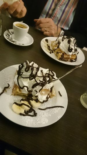 Dessert vegan waffle at Super Jami Kitchen in Stuttgart