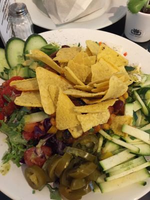 salad with nachos on top   at Super Jami Kitchen in Stuttgart
