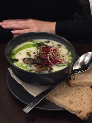Schwarzwurzelsuppe (weekly menu) at Super Jami Kitchen in Stuttgart