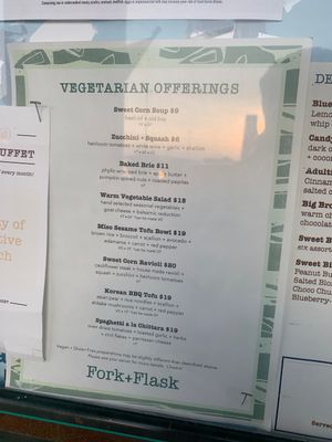 Separate vegetarian/ vegan menu, not listed on website  at The Fork and Flask at Nage in Rehoboth Beach