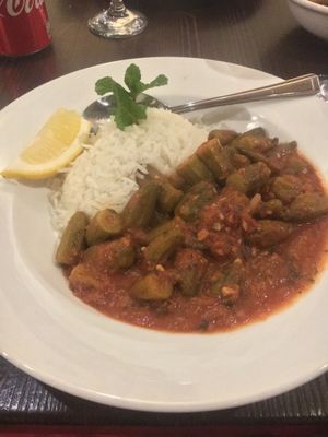 BAMIA B'ZEIT - Okra cooked with coriander, garlic, tomatoes, onions & olive oil at Jeitta in Woking
