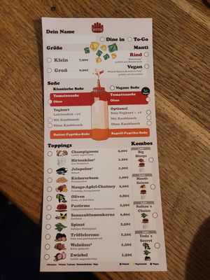 Menu at Lezizel Manti in Munich