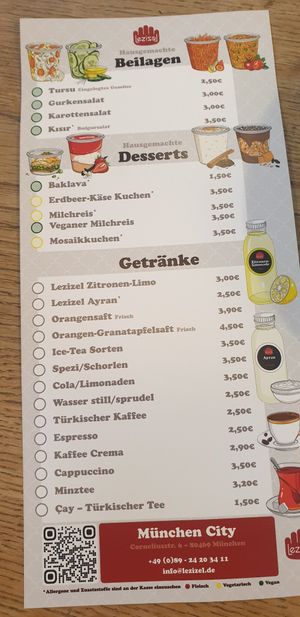 Menu at Lezizel Manti in Munich