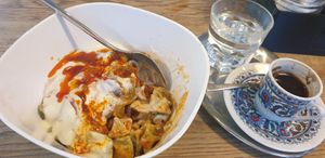 Without toppings and Turkish coffee at Lezizel Manti in Munich
