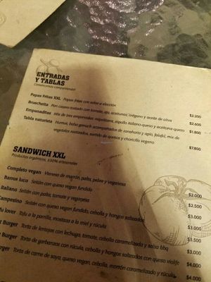 vegan menu part 1/2 at Oliva Pizzeria in Santiago