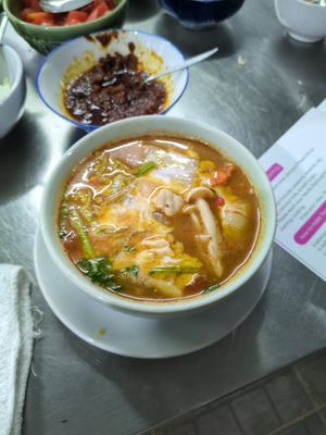 Tom yam soup at Green Garden & May Kaidee Cooking School in Bangkok
