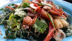 crispy morning glory at Green Garden & May Kaidee Cooking School in Bangkok