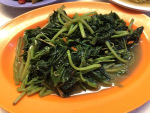 Sweet potato leaves  at Hwa Jin Vegetarian 華津素食 in West Singapore