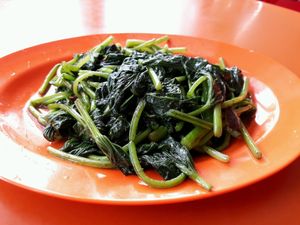 Sweet potato leaves at Jin Yi Vegetarian 錦憶素食 in West Singapore