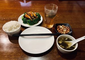 Lunch combo  at Lucky Vegetarian in Brooklyn
