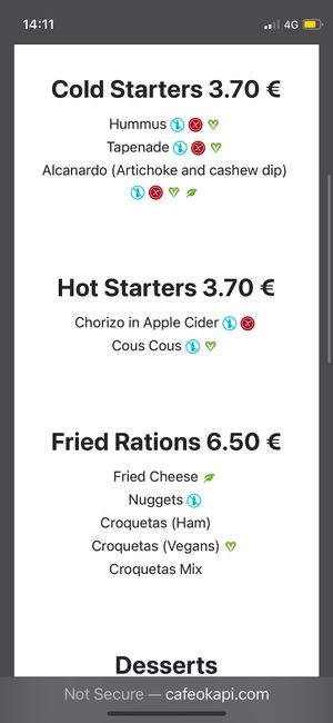 Menu  at Cafe-Obrador Okapi in Bilbao