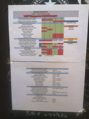 Menú of the day/month at Cafe-Obrador Okapi in Bilbao