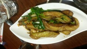 Aubergine in garlic sauce at Chop Chop in Edinburgh
