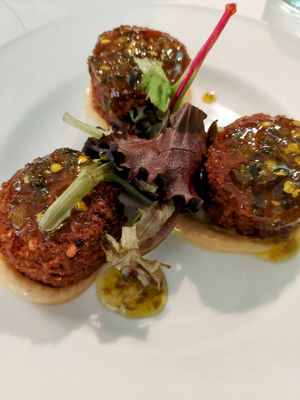 Spicy millet samosas, creative at Stone Row Pub and Eatery in Jim Thorpe