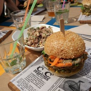 Burger Asiatique with Bulgur salad!  at AMI in Brussels