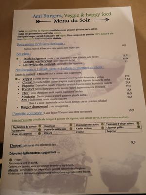 Menu at AMI in Brussels
