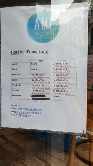 Up to date opening hours- the app does not have up to date details at AMI in Brussels