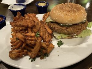 Fried chicken sandwich  at Violette's Vegan Organic Cafe and Juice Bar in Las Vegas
