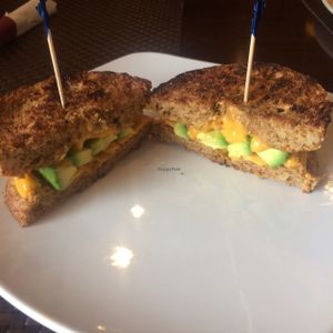 Inside out bagel with avocado, cheese and mayo at Violette's Vegan Organic Cafe and Juice Bar in Las Vegas