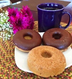 Gluten Free Donuts 
Salted Chocolate , Cinnamon   at Violette's Vegan Organic Cafe and Juice Bar in Las Vegas