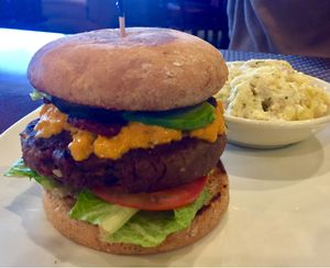 California Dreamin' Bacon Cheeze Burger  at Violette's Vegan Organic Cafe and Juice Bar in Las Vegas