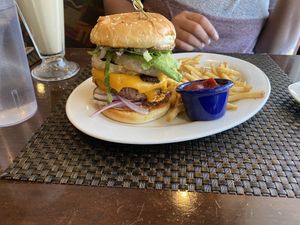 The all in beyond burger at Violette's Vegan Organic Cafe and Juice Bar in Las Vegas