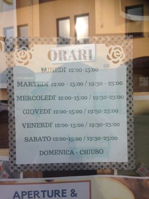 opening hours November 2017 at Vero in Varese