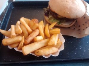 Burger and fries at Swing Kitchen - Schottenfeldgasse in Vienna