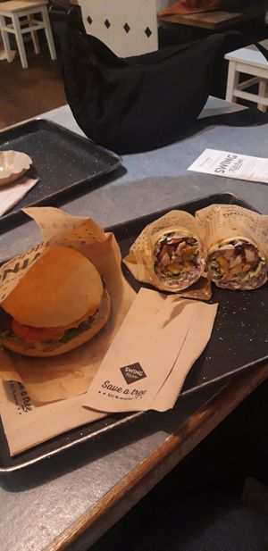 swing burger + swiss wrap at Swing Kitchen - Schottenfeldgasse in Vienna