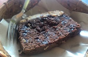 Chocolate-banana cake, coconut topping at Tukies Coconut Shop  in Ubud