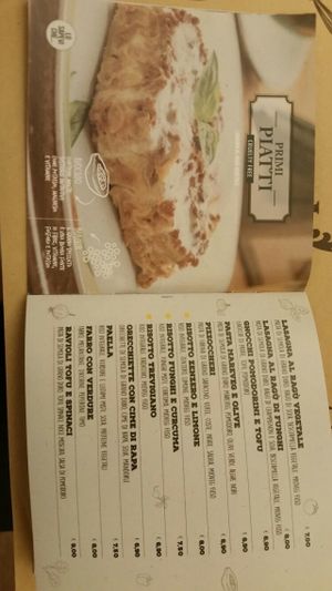 Menù primi piatti at Universo Vegano in Rimini