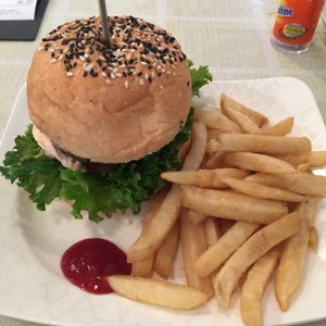 Portobello burger  at Green Fresh Vegan Restaurant in New Territories