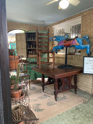 Cute little antiques throughout the place at Down the Alley Cafe in Decatur