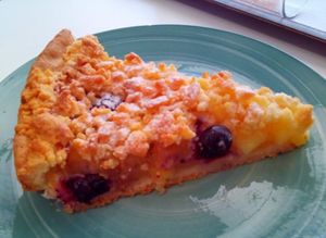 Apple pie with blueberries at Sociedade Portuguesa de Naturalogia in Lisbon