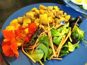 Potatoes and soy at Sociedade Portuguesa de Naturalogia in Lisbon