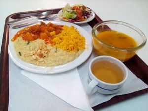 Soy, potatoes, couscous and almonds-meal at Sociedade Portuguesa de Naturalogia in Lisbon